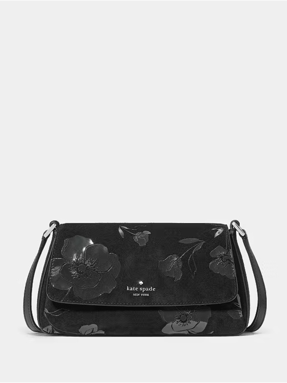 ♠️Kate Spade New York Sutton Floral Suede Mini Crossbody Bag, Black NWT